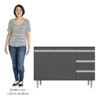 Balcão Gabinete Para Pia 100cm 2 Portas Andréia Cinza - Ajl M