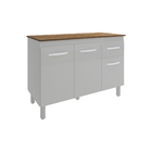 Balcão Gabinete Para Pia 118 Cm Cozinha Aline Branco Com Tamp