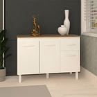 Balcão Gabinete Para Pia 118 Cm Cozinha Aline Branco Com Tamp