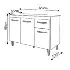 Balcão Gabinete Para Pia 118 Cm Cozinha Aline Savana Preto Co