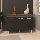 Balcão Gabinete Para Pia 118 Cm Cozinha Aline Savana Preto Co