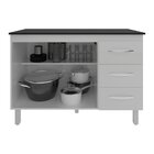 Balcão Gabinete Para Pia 118 Cm Cozinha Bruna Branco Com Tamp