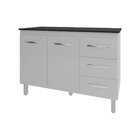 Balcão Gabinete Para Pia 118 Cm Cozinha Bruna Branco Com Tamp