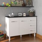 Balcão Gabinete Para Pia 118 Cm Cozinha Bruna Branco Com Tamp