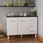 Balcão Gabinete Para Pia 118 Cm Cozinha Bruna Branco Com Tamp