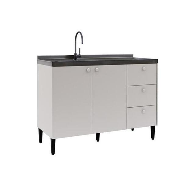 Balcão Gabinete Para Pia 120cm 2 Portas 3 Gavetas Branco - Fd