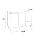 Balcão Gabinete Para Pia 120cm 2 Portas 3 Gavetas Branco - Fd