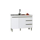 Balcão Gabinete Para Pia 120cm 2 Portas 3 Gavetas Branco - Fd