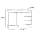 Balcão Gabinete Para Pia 120cm 2 Portas 3 Gavetas Chocolate -