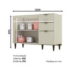 Balcão Gabinete Para Pia 120cm 2 Portas 3 Gavetas Sem Tampo E