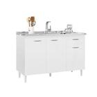 Balcão Gabinete Para Pia 120cm 3 Portas 1 Gaveta Branco - Fde