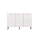 Balcão Gabinete Para Pia 120cm 3 Portas 2 Gavetas Branco - Fd