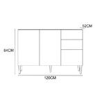 Balcão Gabinete Para Pia 120cm 3 Portas 2 Gavetas Chocolate /