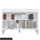 Balcão Gabinete Para Pia 120cm 3 Portas Com Tampo Manu Cinza