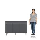 Balcão Gabinete Para Pia 120cm 3 Portas Com Tampo Manu Cinza
