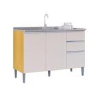 Balcão Gabinete Para Pia 120cm 3 Portas E 2 Gavetas Damasco /