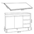 Balcão Gabinete Para Pia 120cm Com Tampo 2 Portas Andréia Pre
