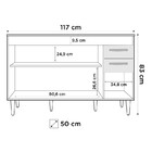 Balcão Gabinete Para Pia 120cm Suécia 3 Portas 2 Gavetas Sem