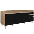 Balcão Gabinete Para Pia 180cm Sem Tampo Castanho/preto