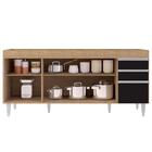 Balcão Gabinete Para Pia 180cm Sem Tampo Castanho/preto