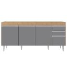 Balcão Gabinete Para Pia 180cm Sem Tampo Dallas Castanho/cinz