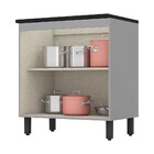 Balcão Gabinete Para Pia 80cm 2 Portas Com Tampo Belize Cinza