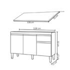 Balcão Gabinete Para Pia Com Tampo 120cm 3 Portas E 1 Gaveta