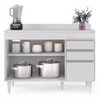 Balcão Gabinete Para Pia Com Tampo 120cm Michigan Branco - Lu