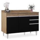 Balcão Gabinete Para Pia Com Tampo 120cm Michigan Cast/preto