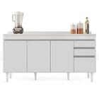 Balcão Gabinete Para Pia Com Tampo 160cm Arkansas Branco - Lu