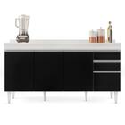 Balcão Gabinete Para Pia Com Tampo 160cm Arkansas Branco/pret