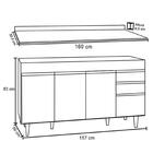 Balcão Gabinete Para Pia Com Tampo 160cm Arkansas Preto - Lum