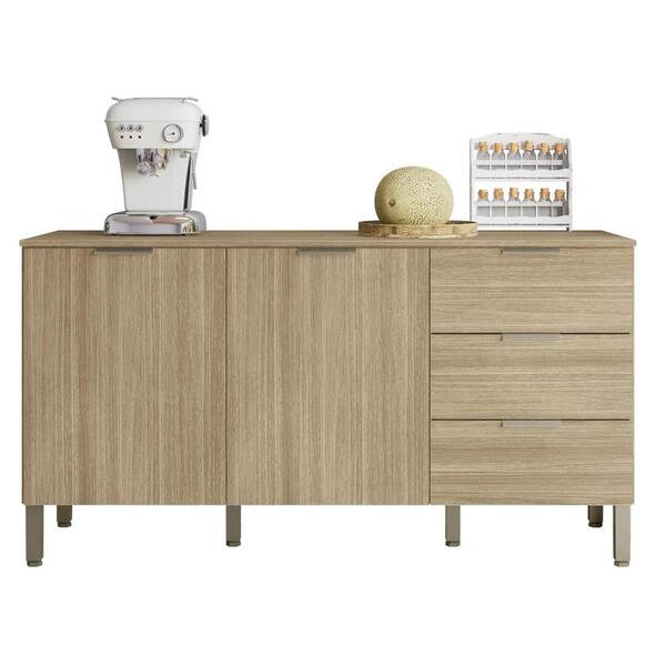 Balcão Gabinete Para Pia Com Tampo 160cm Charm Z06 Freijó - M