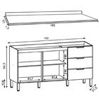 Balcão Gabinete Para Pia Com Tampo 160cm Charm Z06 Freijó - M
