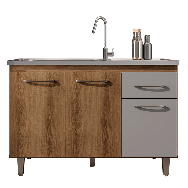 Balcão Gabinete Para Pia Sem Tampo 118cm França Ll Mel Titâni