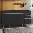 Balcão Gabinete Para Pia Sem Tampo 150cm  Marrocos Preto - Lu