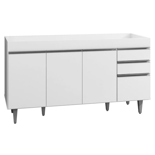 Balcão Gabinete Para Pia Sem Tampo 150cm Marrocos Branco - Lu