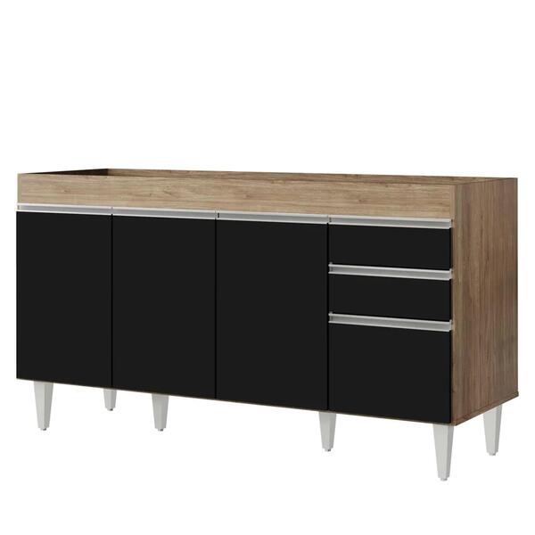 Balcão Gabinete Para Pia Sem Tampo 150cm Marrocos Castanho/pr