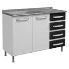 Balcão Gabinete Pia Inox Evidence Aço 120cm Branco/preto - Be