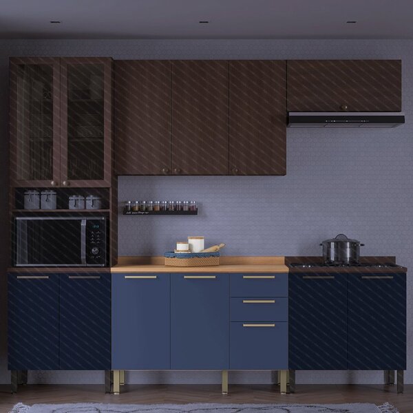 Balcão Gabinete Sálvia 120cm Com Tampo 2 Portas 3 Gavetas Fre