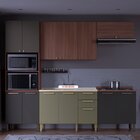 Balcão Gabinete Sálvia 120cm Para Pia 3 Gavetas Freijó/verde