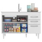 Balcão Gabinete Suécia E Pia Inox 120cm 3 Portas