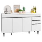 Balcão Gabinete Tampo 150cm 4 Portas 2 Gavetas Branco