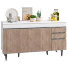 Balcão Gabinete Tampo 150cm 4 Portas 2 Gavetas Branco