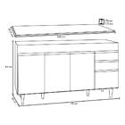 Balcão Gabinete Tampo 150cm 4 Portas 2 Gavetas Branco