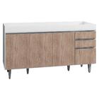 Balcão Gabinete Tampo 150cm 4 Portas 2 Gavetas Branco