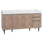 Balcão Gabinete Tampo 150cm 4 Portas 2 Gavetas Branco