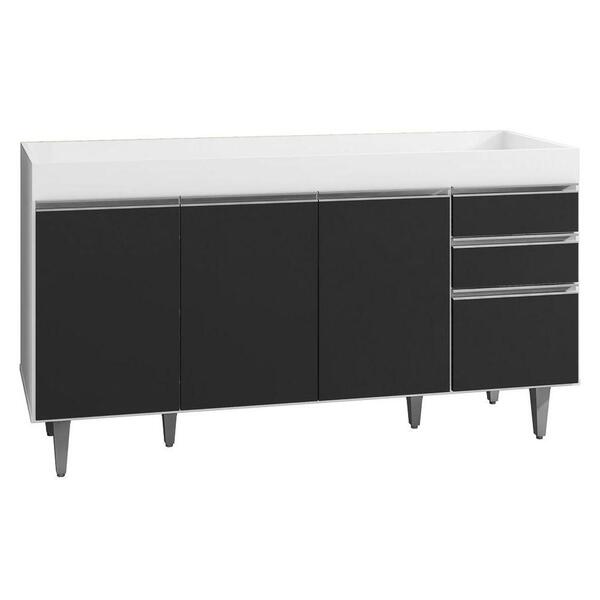 Balcão Gabinete Tampo 150cm 4 Portas 2 Gavetas Branco