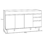 Balcão Gabinete Tampo 150cm 4 Portas 2 Gavetas Preto