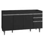 Balcão Gabinete Tampo 150cm 4 Portas 2 Gavetas Preto